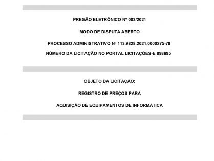AQUISIÇÃO DE EQUIPAMENTOS DE INFORMÁTICA