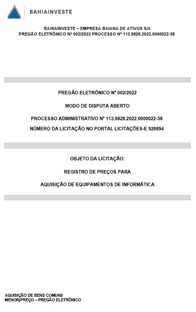 AQUISIÇÃO DE EQUIPAMENTOS DE INFORMÁTICA