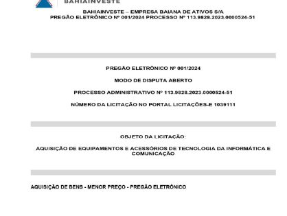 AQUISIÇÃO DE EQUIPAMENTOS DE INFORMÁTICA
