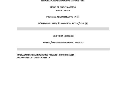 APRESENTAÇÃO DO PROJETO DE OPERAÇÃO DO TERMINAL PORTUÁRIO PRIVATIVO MIGUEL DE OLIVEIRA, DE TITULARIDADE DA BAHIAINVESTE, AUTORIZADA NOS TERMOS DO CONTRATO DE ADESÃO Nº 030/2014-ANTAQ.